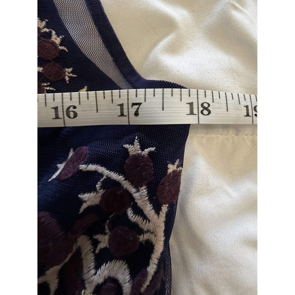 Anthropologie Moulinette Soeurs Alicante Embroidered Tulle Navy Midi Dress Sz 6 - Picture 13 of 16